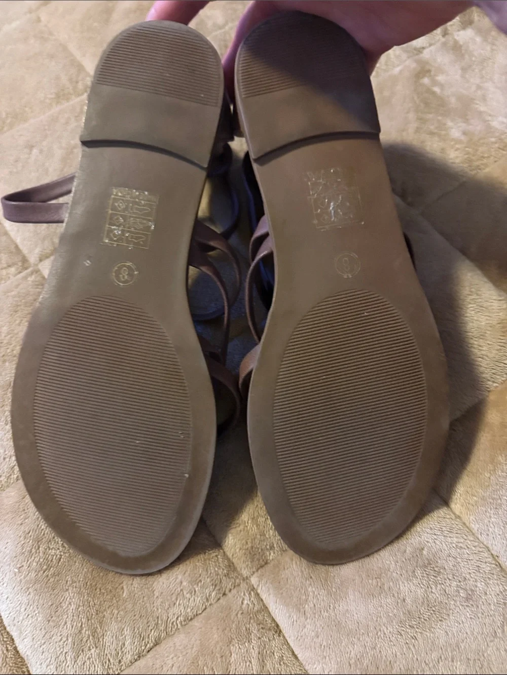 Journee Collection Brown Strappy Wrap Sandals with Nude Footbed